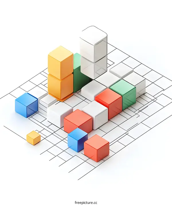 Colorful Cubes on White Background