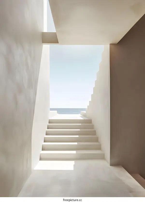 White Stairs Leading to the Ocean View