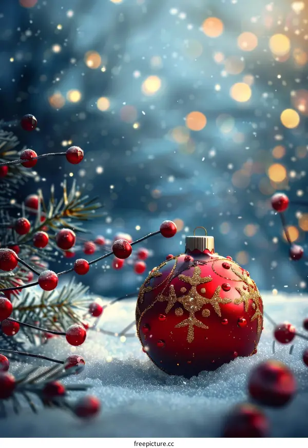 Rustic Christmas Ornament Decorated with Pine Cones and Berries