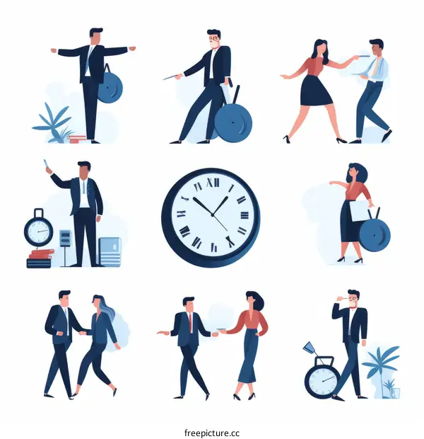 Business people in various work situations