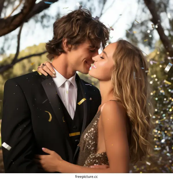 Young couple in love at prom