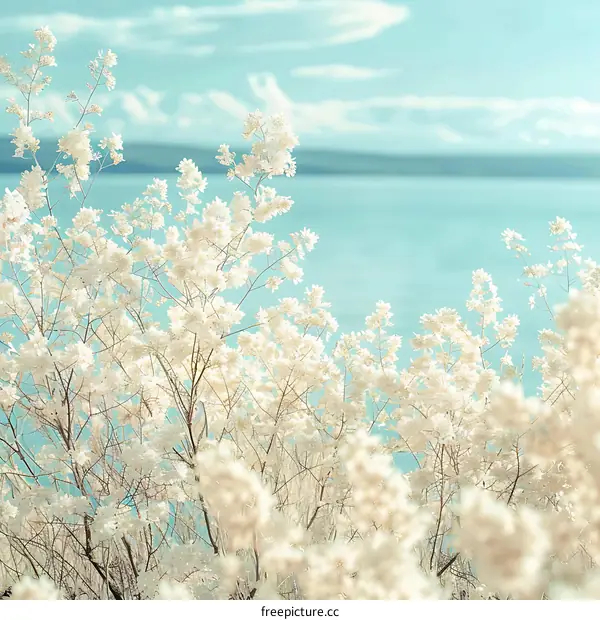 White Flowers Blooming by the Water