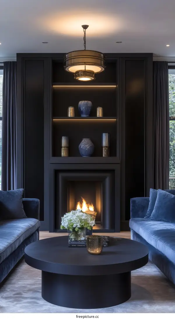 Modern Living Room with Dark Accents