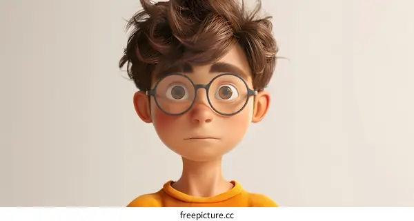 Curious Boy with Glasses