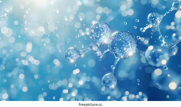 A 3D rendering of a water molecule