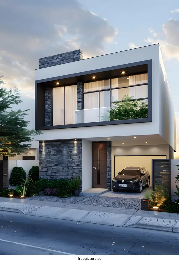 Modern Two Story Home with Garage and Balcony