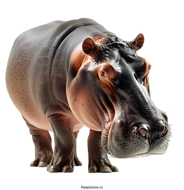 [Transparent Background PNG]Hippopotamus Standing on White Background