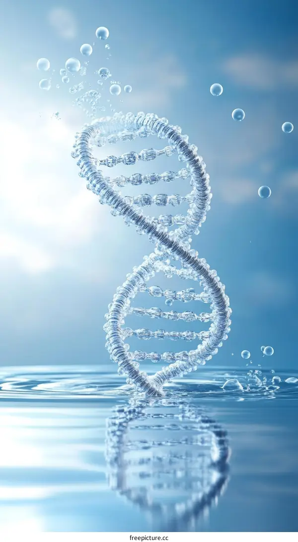 DNA Structure in Water Reflection