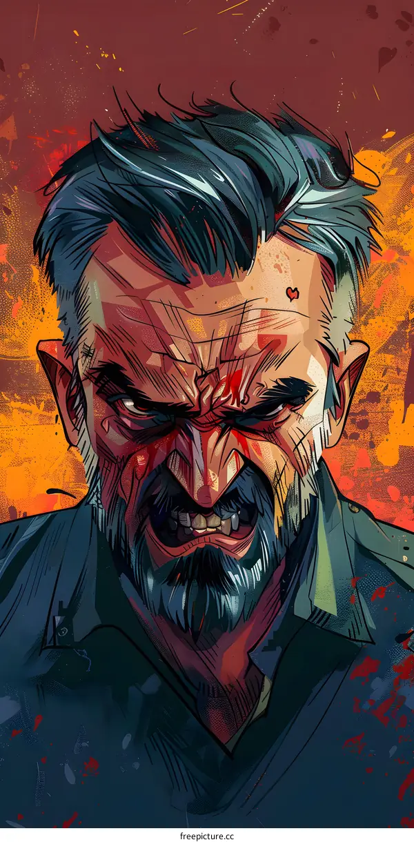 Angry Man Portrait Illustration