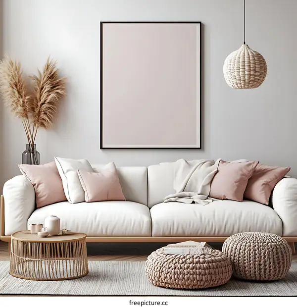 Modern Minimalist Living Room Interior Design Mockup