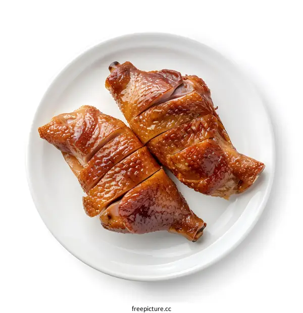 Roasted Duck Legs on White Plate