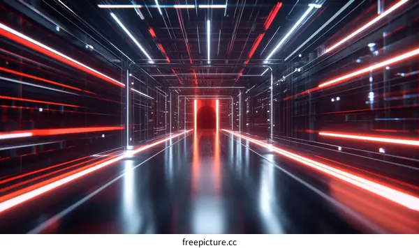 Futuristic Neon Tunnel Corridor Design