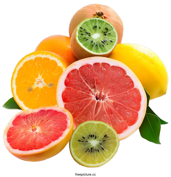 [Transparent Background PNG]Colorful Fresh Fruit Slices on transparent background
