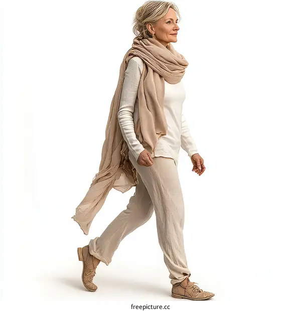 Elegant Woman Wearing Beige Outfit