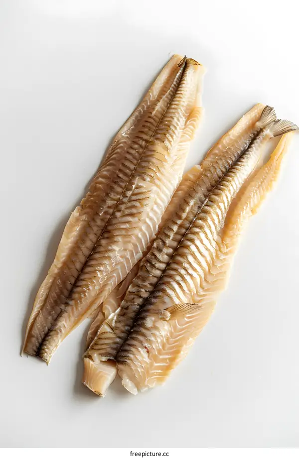 Two Raw Haddock Fillets on a White Background
