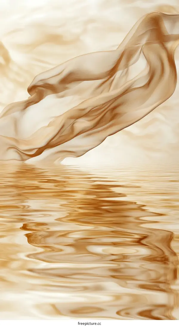 Abstract Flowing Fabric with Water Reflection