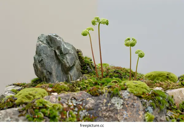 Green Moss and Rocks in a Natural Setting