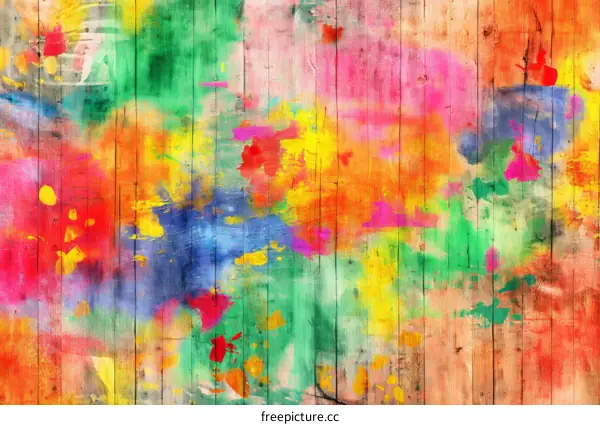 Colorful Abstract Painting on Wood Panel