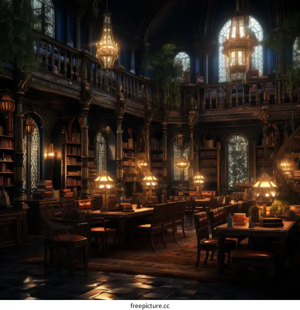 fantasy library interior