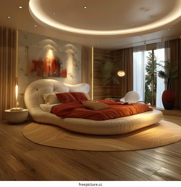 Luxury Round Bed in a Modern Bedroom Design