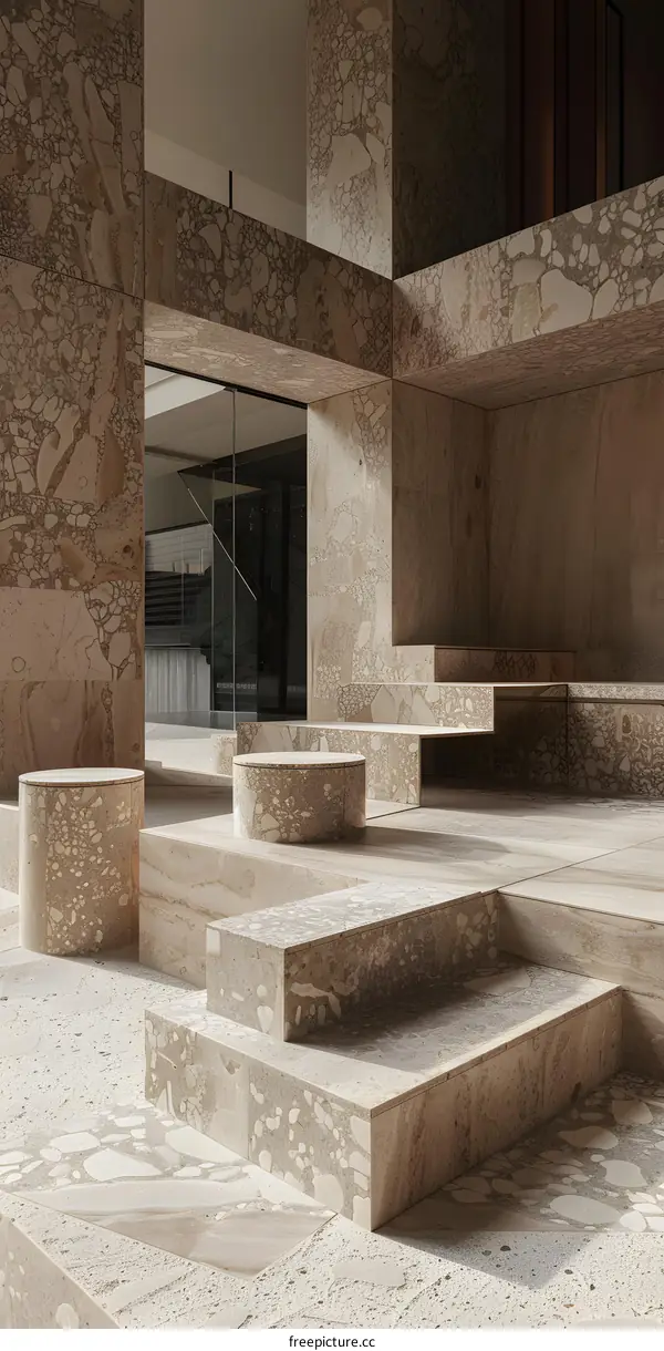 Modern Architecture with Beige Terrazzo Flooring