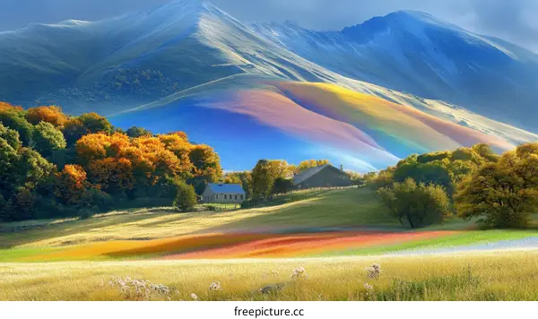 Colorful Autumn Landscape with Mountains