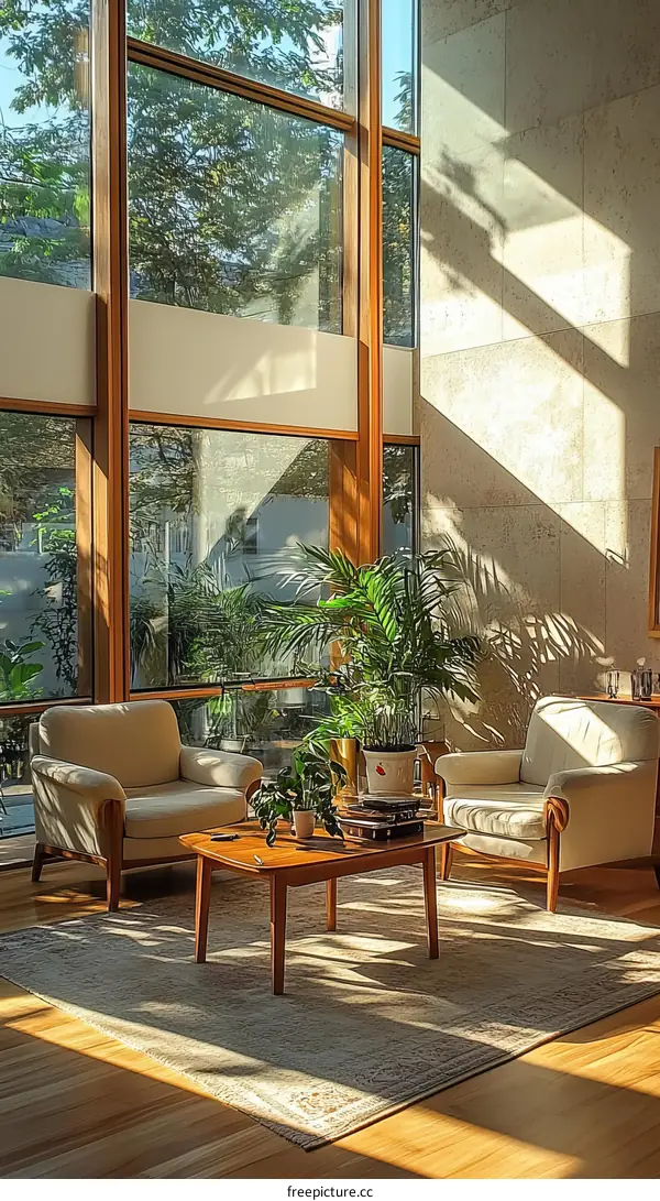 Modern Living Room with Large Windows
