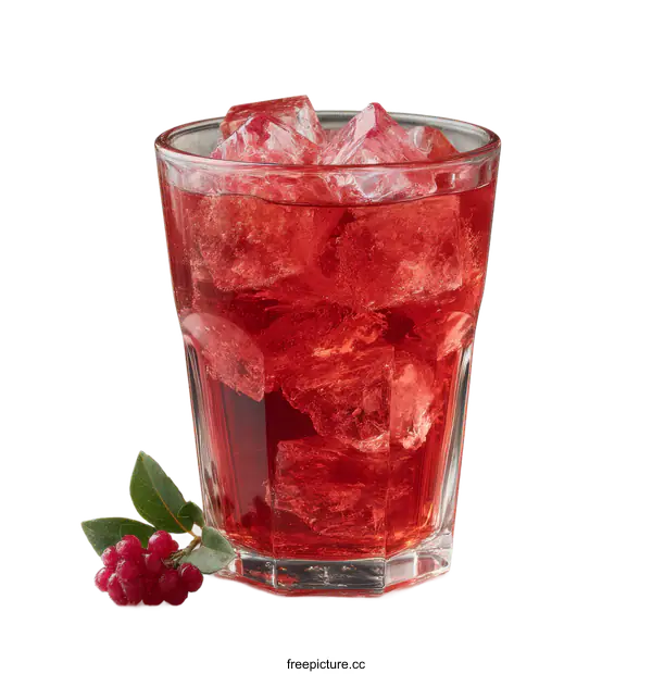 [Transparent Background PNG]Refreshing Red Drink with Ice Cubes