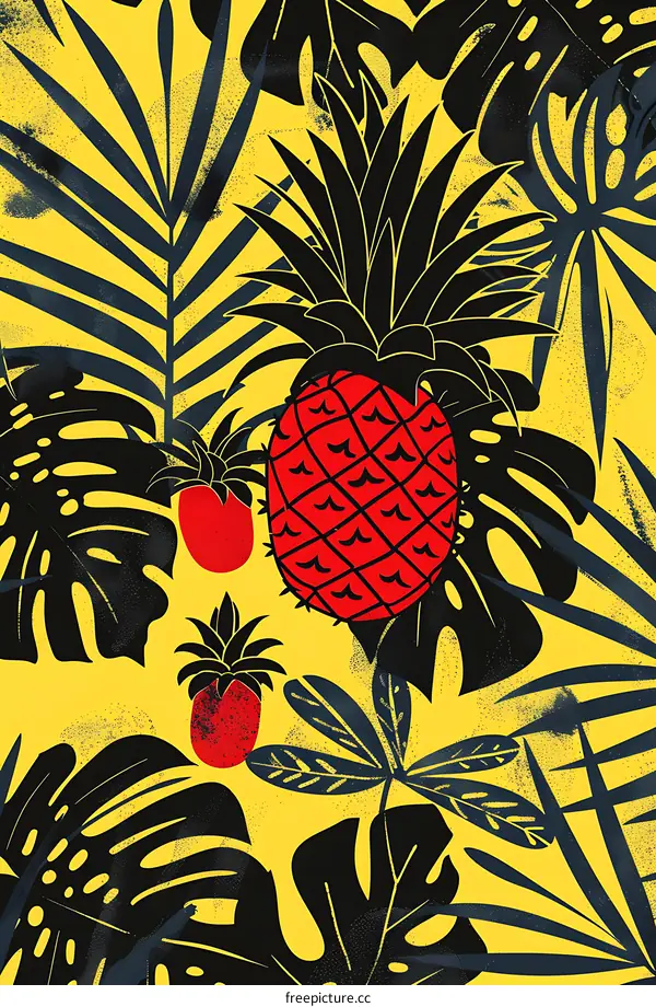 Tropical Pineapple Leaves Illustration