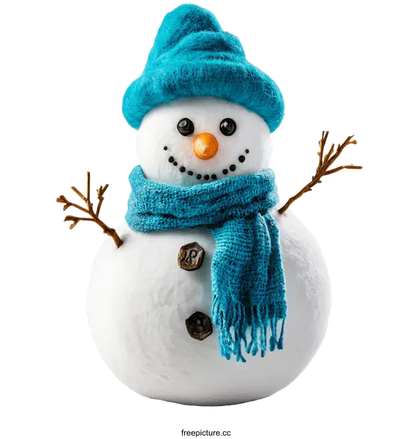[Transparent Background PNG]Cute Snowman Ornament with Blue Scarf