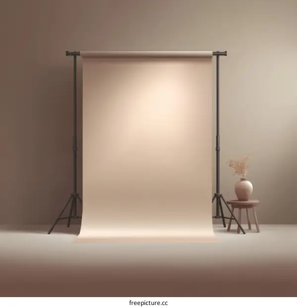 Studio Photography Background Beige Color Mockup