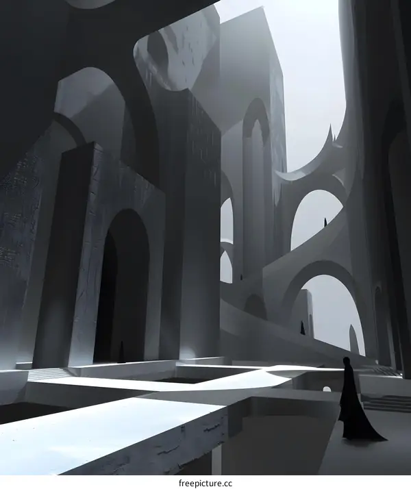 Black and White Abstract Architecture with Figures