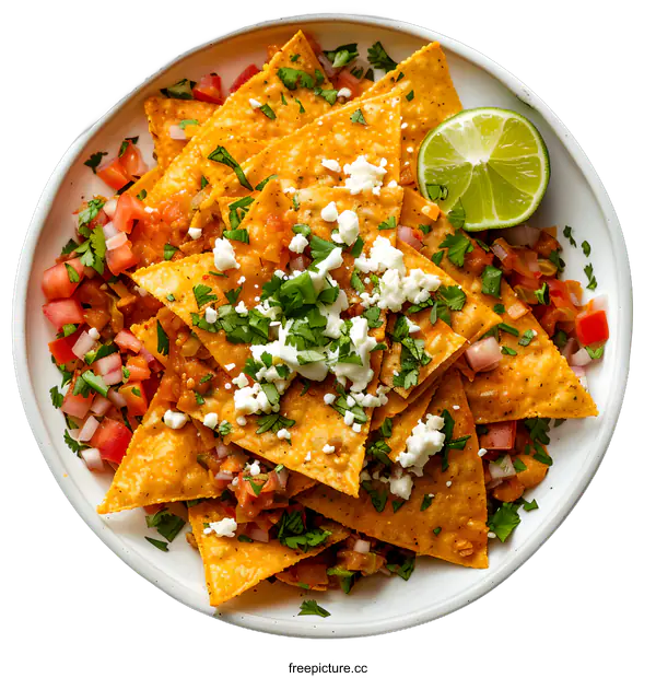 [Transparent Background PNG]Nachos with Cheese and Vegetables