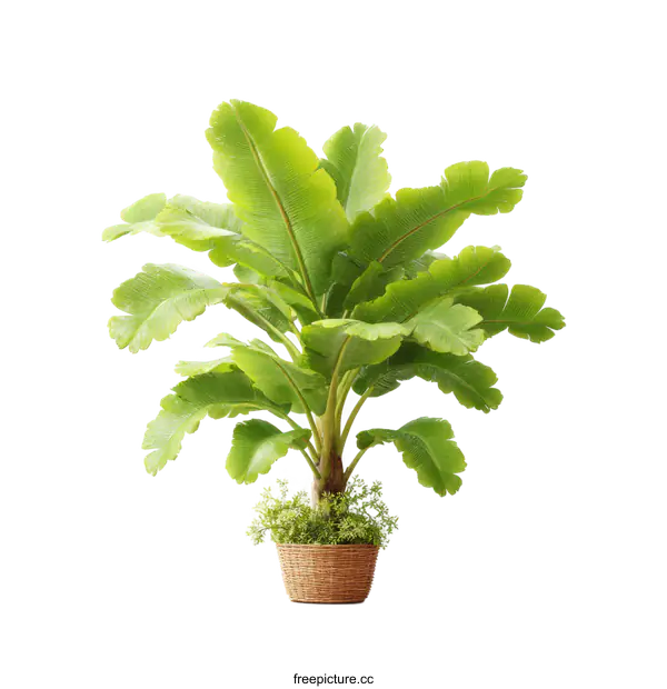 [Transparent Background PNG]Tropical Banana Plant in a Basket