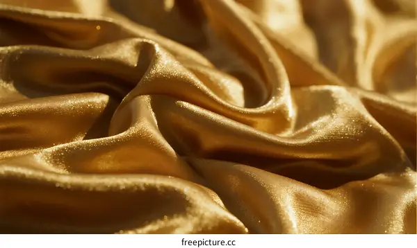Elegant golden silk fabric with soft folds and shimmering texture