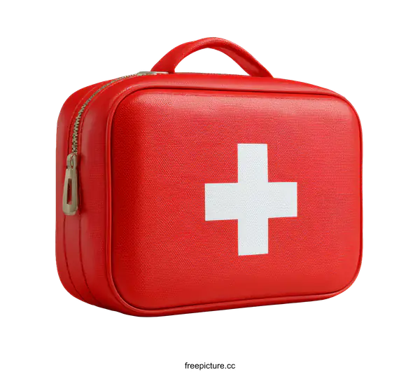 [Transparent Background PNG]Red First-Aid Kit Isolated on White Background