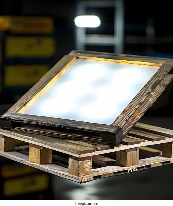 Wooden Pallet With White Light Box