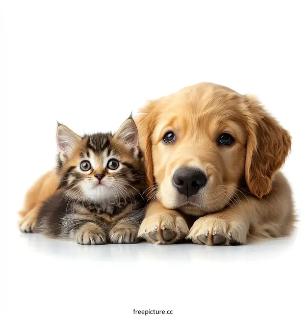 Cute Kitten and Puppy Friendship