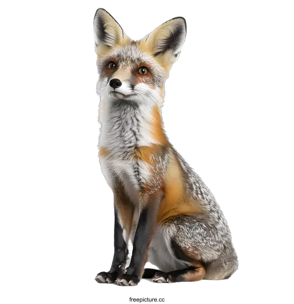 [Transparent Background PNG]Red Fox Sitting on White Background