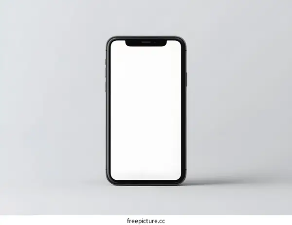 Black Smartphone with Blank Screen on White Background