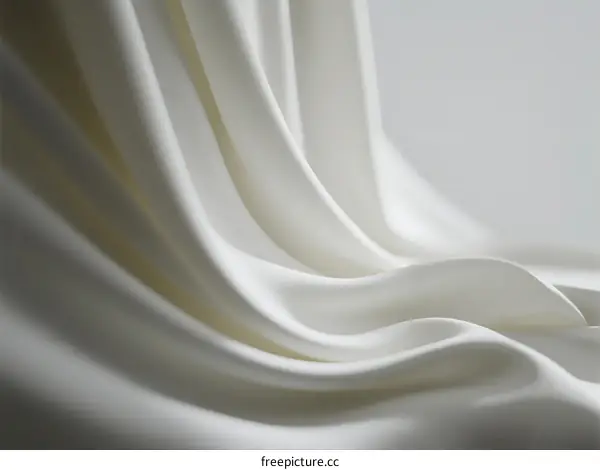 Elegant White Silk Fabric with Soft Wrinkles and Flowing Textures