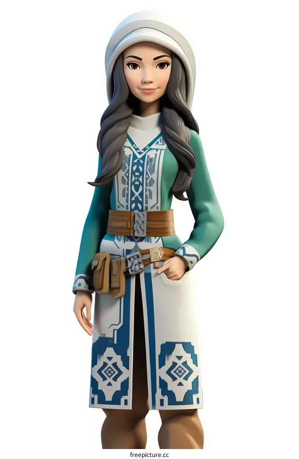 Fantasy Warrior Woman in White and Blue Armor