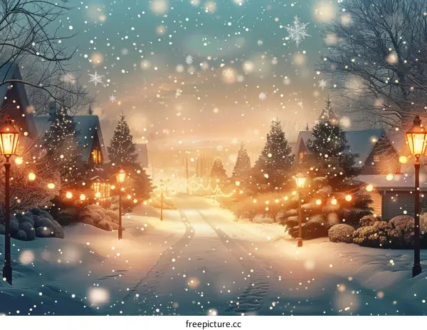 Snowy Street in Winter