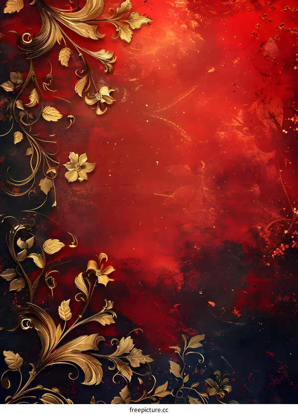 red and gold floral background