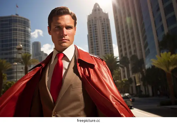 Dominant Man in Vibrant City