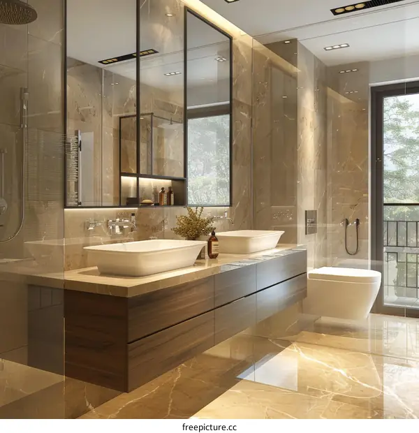 Modern Luxury Bathroom with Double Sinks