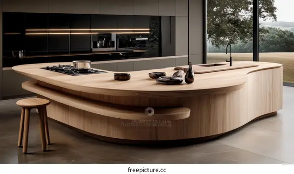 Modern Wooden Island Kitchen Design
