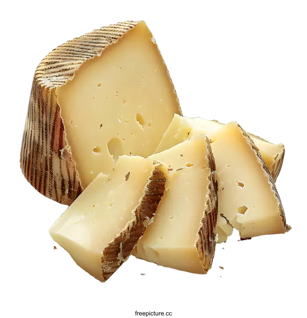 [Transparent Background PNG]Wheel of Cheese with Slices