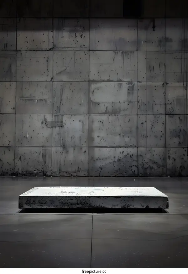 Concrete Platform With Concrete Wall Background