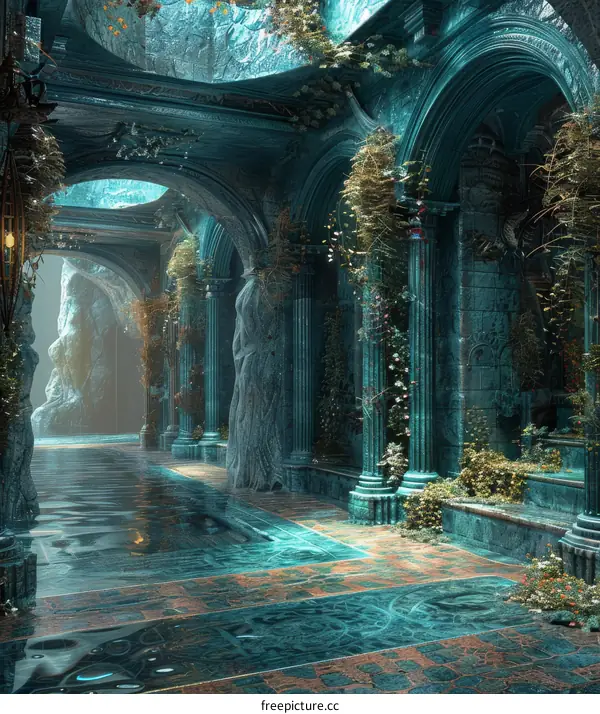 Fantasy Corridor of an Ancient Greek Temple